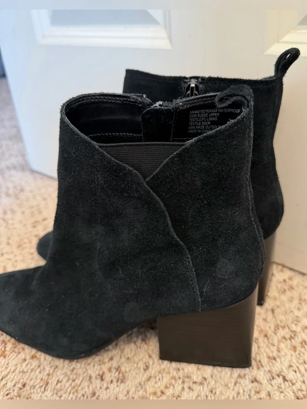 Blondo Waterproof Suede Block Heel Boots in Black, Size 8.5